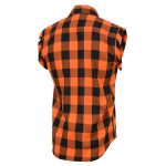 Milwaukee Leather MNG11698 Men’s Classic Black and Orange Button-Down Flannel Cut Off Frayed Sleeveless Casual Shirt - Image 6