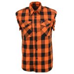 Milwaukee Leather MNG11698 Men’s Classic Black and Orange Button-Down Flannel Cut Off Frayed Sleeveless Casual Shirt - Image 8