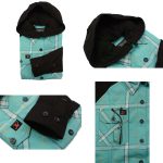 Milwaukee Leather MNG21601 Women’s Casual Black and Teal Long Sleeve Cotton Flannel Shirt with Hoodie - Image 9