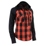 Milwaukee Leather MNG21602 Women’s Casual Black and Red Long Sleeve Cotton Flannel Shirt with Hoodie