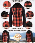 Milwaukee Leather MNG21602 Women’s Casual Black and Red Long Sleeve Cotton Flannel Shirt with Hoodie - Image 2
