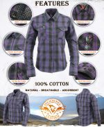 Milwaukee Leather MNG21603 Women’s Casual Black with Purple Long Sleeve Casual Cotton Flannel Shirt - Image 2