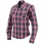 Milwaukee Leather MNG21604 Women’s Casual Black with Pink Long Sleeve Casual Cotton Flannel Shirt - Image 14