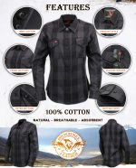 Milwaukee Leather MNG21608 Women’s Casual Dark Gray and Black Long Sleeve Cotton Casual Flannel Shirt - Image 2