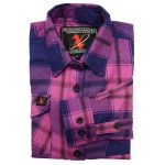 Milwaukee Leather MNG21610 Women’s Pink, Blue and Maroon Long Sleeve Cotton Flannel Shirt - Image 7