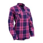 Milwaukee Leather MNG21610 Women’s Pink, Blue and Maroon Long Sleeve Cotton Flannel Shirt