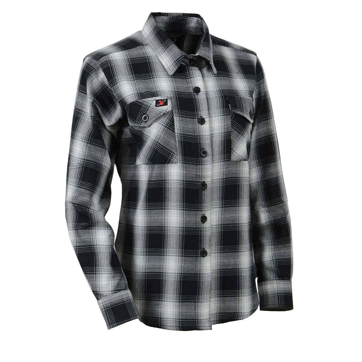 Milwaukee Leather MNG21611 Women’s Black and White Long Sleeve Cotton Flannel Shirt