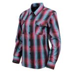 Milwaukee Leather MNG21612 Women’s Black and Pink with Blue Long Sleeve Cotton Flannel Shirt