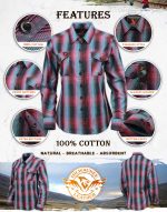 Milwaukee Leather MNG21612 Women’s Black and Pink with Blue Long Sleeve Cotton Flannel Shirt - Image 2