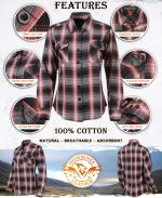 Milwaukee Leather MNG21613 Women’s Black and Red with White Long Sleeve Cotton Flannel Shirt - Image 2