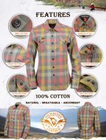 Milwaukee Leather MNG21614 Women’s Gray and Red with Yellow Long Sleeve Cotton Flannel Shirt - Image 2