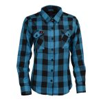 Milwaukee Leather MNG21617 Women’s Black and Aqua Long Sleeve Cotton Flannel Shirt - Image 9