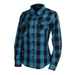 Milwaukee Leather MNG21617 Women’s Black and Aqua Long Sleeve Cotton Flannel Shirt - Image 10
