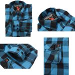 Milwaukee Leather MNG21617 Women’s Black and Aqua Long Sleeve Cotton Flannel Shirt - Image 11