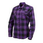 Milwaukee Leather MNG21619 Women’s Black and Purple Long Sleeve Cotton Flannel Shirt - Image 4