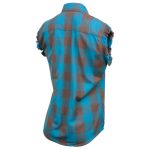 Milwaukee Leather MNG21623 Women’s Flannel Brown/Aqua Button Down Sleeveless Cut Off Shirt w/ Frill Arm - Image 15