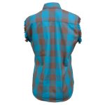 Milwaukee Leather MNG21623 Women’s Flannel Brown/Aqua Button Down Sleeveless Cut Off Shirt w/ Frill Arm - Image 12