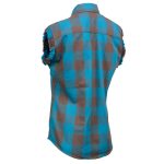 Milwaukee Leather MNG21623 Women’s Flannel Brown/Aqua Button Down Sleeveless Cut Off Shirt w/ Frill Arm - Image 14