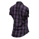 Milwaukee Leather MNG21624 Women’s Flannel Black/Purple Button Sleeveless Cut Off Shirt w/ Frill Arms - Image 5