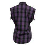 Milwaukee Leather MNG21624 Women’s Flannel Black/Purple Button Sleeveless Cut Off Shirt w/ Frill Arms - Image 8