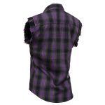 Milwaukee Leather MNG21624 Women’s Flannel Black/Purple Button Sleeveless Cut Off Shirt w/ Frill Arms - Image 4