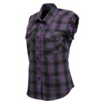 Milwaukee Leather MNG21624 Women’s Flannel Black/Purple Button Sleeveless Cut Off Shirt w/ Frill Arms - Image 6