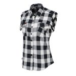 Milwaukee Leather MNG21625 Women’s Flannel Down Sleeveless Shirt w/ Button Black / White & Cut Off Frill Arm Hole - Image 7