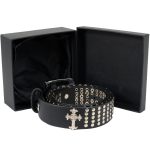 Milwaukee Leather MP7101 Men’s Cross and Stud Black Genuine Leather Biker Belt with Interchangeable Buckle - Image 4