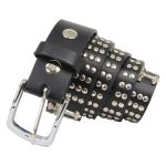 Milwaukee Leather MP7101 Men’s Cross and Stud Black Genuine Leather Biker Belt with Interchangeable Buckle