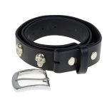 Milwaukee Leather MP7102 Men’s Black Skull Heads Genuine Leather Belt for Biker with Buckle – 1.5 inches Wide - Image 2