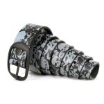 Milwaukee Leather MP7106 Men’s Grey Skull Heads Black Genuine Leather Biker Belt with Interchangeable Buckle