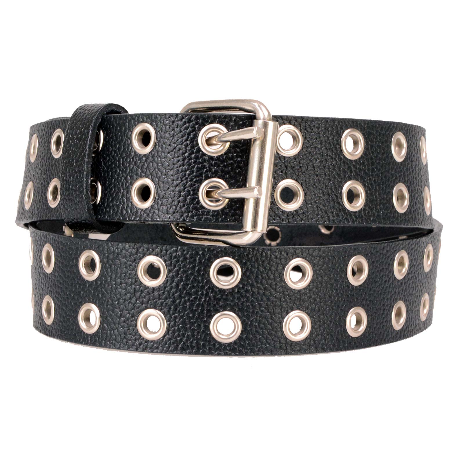 Milwaukee Leather MP7119 Men’s Black Genuine Leather Grommet Detailing Nickel Buckle Belt for Motorcycle Rider