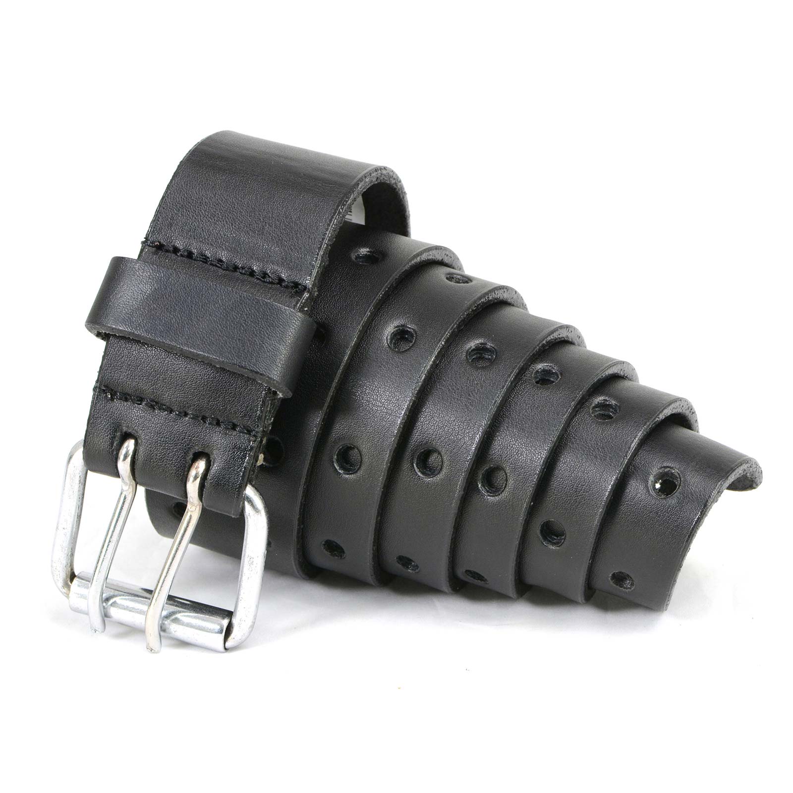 Milwaukee Leather MP7121 Men’s Double Prong – Black Genuine Leather Belt w/ Interchangeable Buckle – 1.5 inches Wide