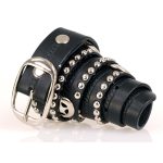 Milwaukee Leather MP7131 Men’s Chrome Studded & Star Emblem Black Leather Belt w/ Interchangeable Buckle -1.5 in Wide