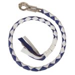 Milwaukee Leather 36” Genuine Leather Whip – White and Blue Get Back Whip for Handlebar – Biker Whip – MP7900