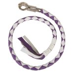 Milwaukee Leather 36” Genuine Leather Whip – White and Purple Get Back Whip for Handlebar – Biker Whip – MP7900
