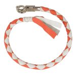 Milwaukee Leather 36” Genuine Leather Whip – White and Orange Get Back Whip for Handlebar – Biker Whip – MP7900