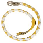 Milwaukee Leather 36” Genuine Leather Whip – White and Yellow Get Back Whip for Handlebar – Biker Whip – MP7900