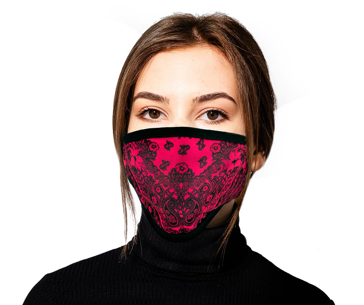 Milwaukee Leather FMD1012 Ladies ‘Paisley Pink’ 100 % Cotton Protective Face Mask with Optional Filter Pocket