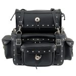 Milwaukee Leather MP8100S Large Black PVC 2-Piece Studded Motorcycle Touring Pack Sissy Bar Bag - Image 4