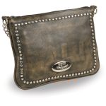 Milwaukee Leather MP8810 Women’s Distress Brown Chain Strap Riveted Shoulder Bag
