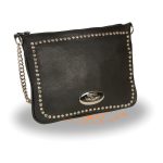 Milwaukee Leather MP8810 Women’s Black Chain Strap Riveted Shoulder Bag