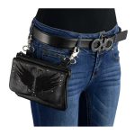 Milwaukee Leather MP8850 Ladies ‘Winged’ Black Leather Multi-Pocket Belt Bag - Image 2