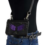 Milwaukee Leather MP8850 Ladies Leather ‘Winged’ Black and Purple Multi Pocket Belt Bag