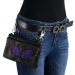 Milwaukee Leather MP8850 Ladies Leather ‘Winged’ Black and Purple Multi Pocket Belt Bag - Image 3