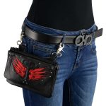 Milwaukee Leather MP8850 Ladies ‘Winged’ Leather Black and Red Multi Pocket Belt Bag - Image 3