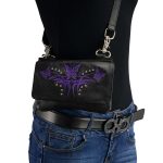Milwaukee Leather MP8851 Women’s Black and Purple Leather Multi Pocket Belt Bag