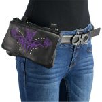Milwaukee Leather MP8851 Women’s Black and Purple Leather Multi Pocket Belt Bag - Image 3