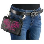 Milwaukee Leather MP8852 Women’s Black and Pink Leather Multi Pocket Belt Bag - Image 2