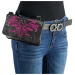 Milwaukee Leather MP8852 Women’s Black and Pink Leather Multi Pocket Belt Bag - Image 3